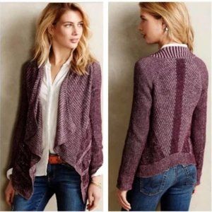 Anthropologie Moth Cashmere Blend Waterfall Cardigan Sweater Purple Large
